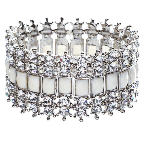 Crystal Stretch Cuff Vintage Fashion Bracelet White