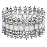 Crystal Stretch Cuff Vintage Fashion Bracelet White