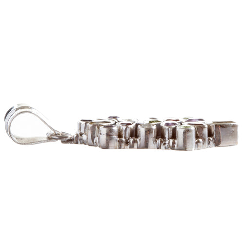 925 Sterling Silver Natural Gemstones Multigems Pendant FJSVP2094