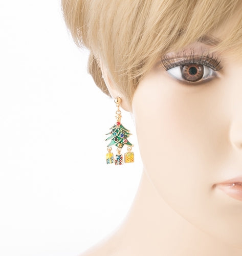 Christmas Jewelry Crystal Rhinestone Holiday Gift Present Tree Earrings E886 - Accessoriesforever
