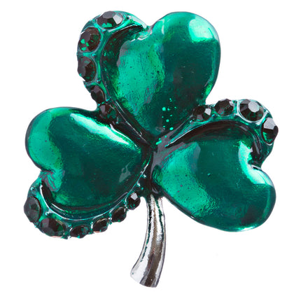 St. Patrick's Day Jewelry Crystal Rhinestone Splendid Clover Leaf Brooch B160 SV
