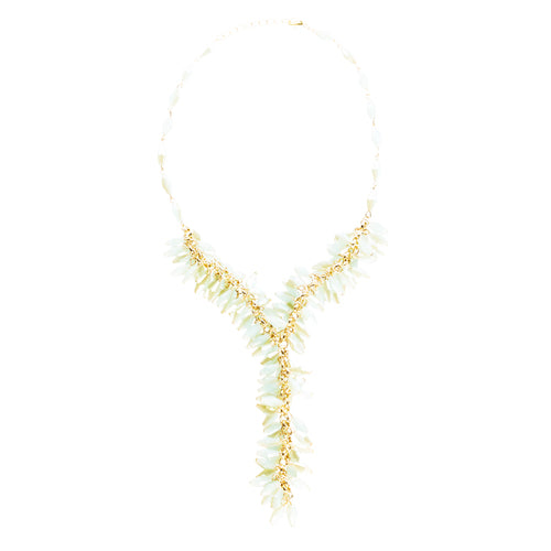 Classic Stylish Beautiful Formica Y Drop Simple Statement Necklace Set Green
