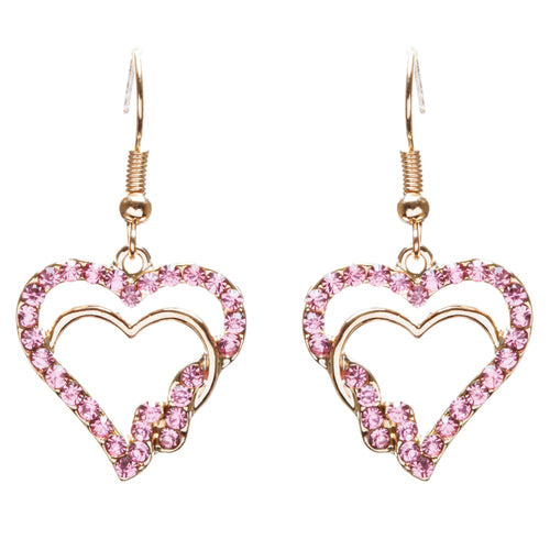 Valentines Jewelry Beautiful Crystal Rhinestone Hearts Earrings E907 Pink