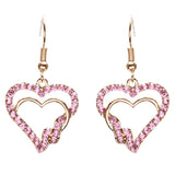 Valentines Jewelry Beautiful Crystal Rhinestone Hearts Earrings E907 Pink