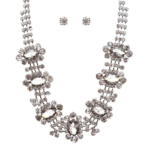 Bridal Wedding Jewelry Crystal Rhinestone Sophisticated Layout Necklace J529Gray