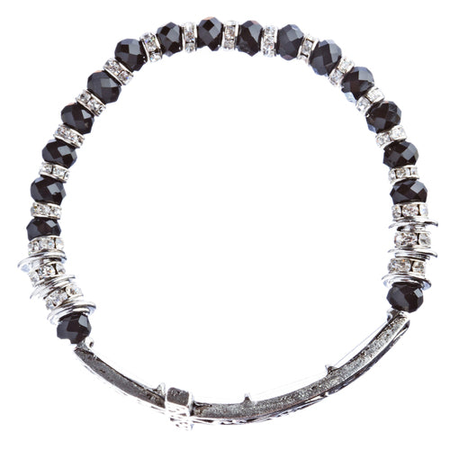 Lovely Crystal Rhinestone Cross Design Fashion Statement Bracelet B472 Black