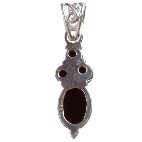 925 Sterling Silver Natural Gemstones Onyx Pendant FJSVP2070