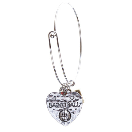 Sports Theme Fashion Crystal Rhinestone Adorable Heart Bracelet B494 Basketball - Accessoriesforever