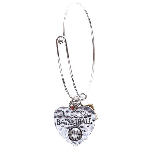 Sports Theme Fashion Crystal Rhinestone Adorable Heart Bracelet B494 Basketball