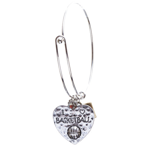 Sports Theme Fashion Crystal Rhinestone Adorable Heart Bracelet B494 Basketball - Accessoriesforever