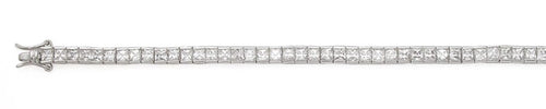 3mm Princess Cut CZ 7" Bracelet 925 Sterling Silver