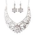 Bridal Wedding Jewelry Set Crystal Rhinestone Classic Bib Design J589 Silver