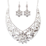 Bridal Wedding Jewelry Set Crystal Rhinestone Classic Bib Design J589 Silver