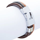 3-Strand T Clasp Leather Bracelet Multi Color