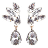Gorgeous Chic Unique Simple Bridal Teardrop Dangle Fashion Earrings Gold Clear