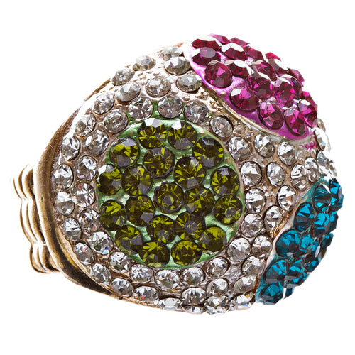 Elegant Finish Crystal Pave Dome Round Stretch Multi-colored Ring R73 MT - Accessoriesforever