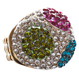 Elegant Finish Crystal Pave Dome Round Stretch Multi-colored Ring R73 MT