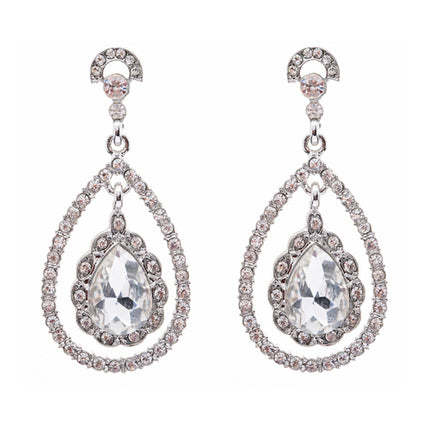 Bridal Wedding Jewelry Crystal Rhinestone Dazzle Elegant Dangle Drop Earrings SV - Accessoriesforever