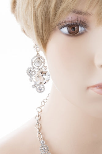 Bridal Wedding Jewelry Crystal Rhinestone Spellbinding Bib Necklace J506 Silver