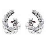 Wave Hook Design Crystal Rhinestone Stud Earring Silver