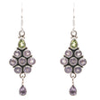 925 Sterling Silver Natural Gemstones Amethyst Periodot Dangle Earring FJSVE2152