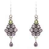925 Sterling Silver Natural Gemstones Amethyst Periodot Dangle Earring FJSVE2152