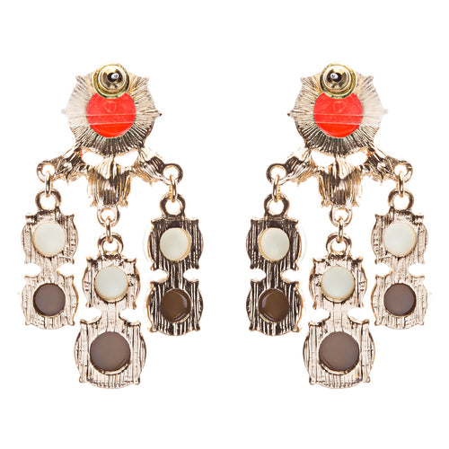 Contemporary Fashion Crystal Rhinestone Daring Design Dangle Earrings E852 Brown - Accessoriesforever
