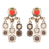 Contemporary Fashion Crystal Rhinestone Daring Design Dangle Earrings E852 Brown