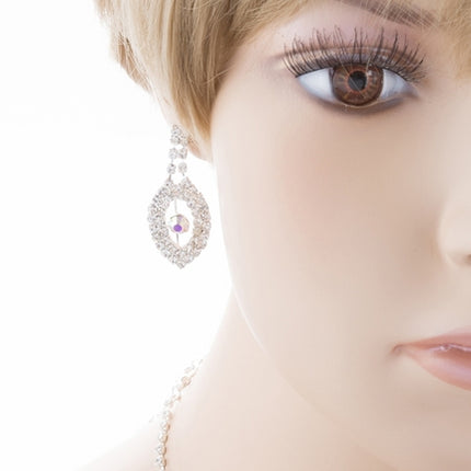 Bridal Wedding Jewelry Crystal Rhinestone Dazzling Contour Necklace J544 Silver - Accessoriesforever