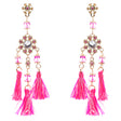 Unconventional Design Crystal Rhinestone Fun Tasseled Dangle Earrings E811 Pink