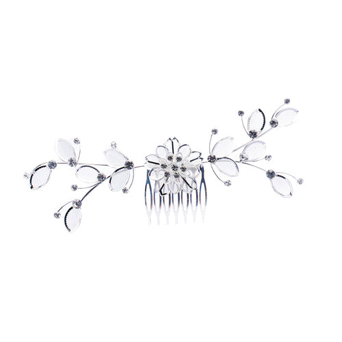 Bridal Wedding Jewelry Crystal Rhinestone Mesh Floral Leaf Drape Hair Comb Pin - Accessoriesforever