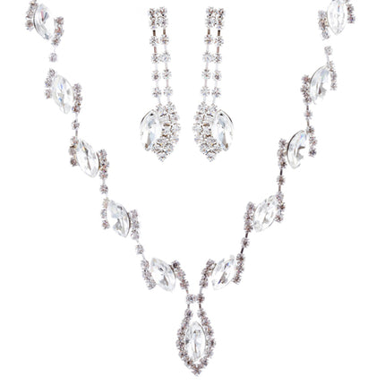 Bridal Wedding Jewelry Prom Crystal Rhinestone Classy Chic Necklace Set J669 SV - Accessoriesforever