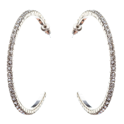 Exquisite Sparkle Crystal Rhinestone Hoop Design Fashion Earrings E688 Silver