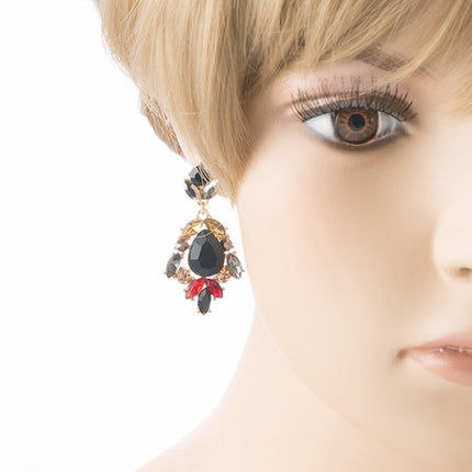 Modern Fashion Crystal Rhinestone Stylish Dangle Earrings E707 Black - Accessoriesforever