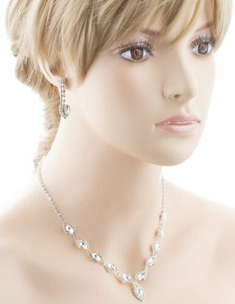 Bridal Wedding Jewelry Prom Crystal Rhinestone Classy Chic Necklace Set J669 SV - Accessoriesforever