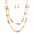 Beautiful Fashion Beads Double Layered Design Statement Necklace Set Pink