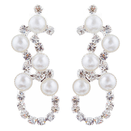 Bridal Wedding Jewelry Set Crystal Rhinestone Pearl Exquisite Design Silver - Accessoriesforever