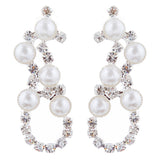 Bridal Wedding Jewelry Set Crystal Rhinestone Pearl Exquisite Design Silver