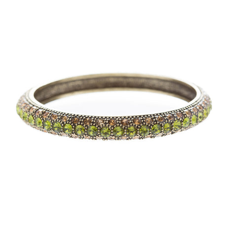 Beautiful Stunning Crystal Rhinestones Metal Bangle Bracelet Antique Green