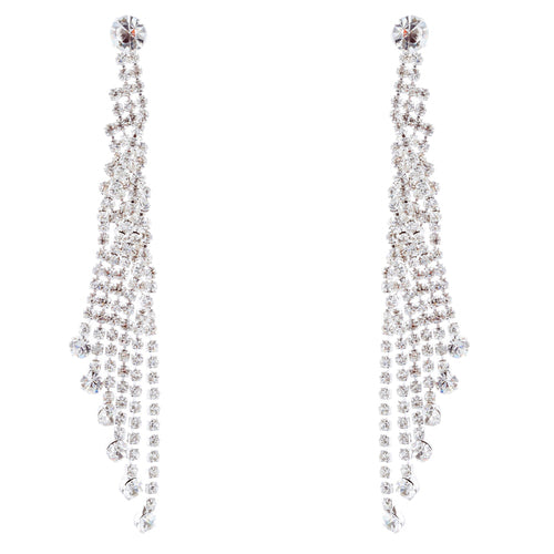 Bridal Wedding Jewelry Crystal Rhinestone Dazzling Drape Dangle Earrings E983 SV