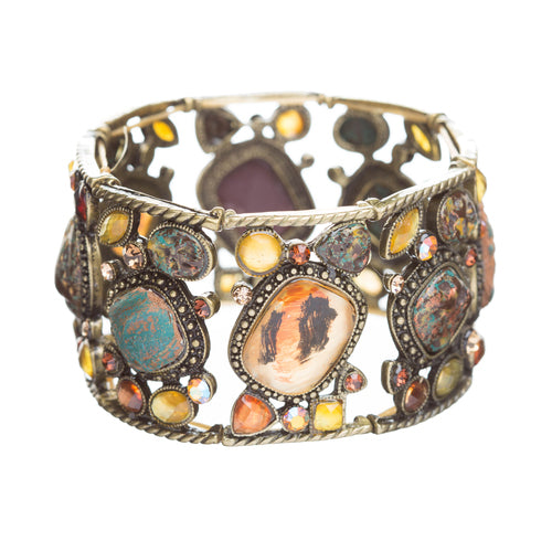 Beautiful Vintage Crystal Rhinestone Stone Stretch Fashion Bracelet Brown