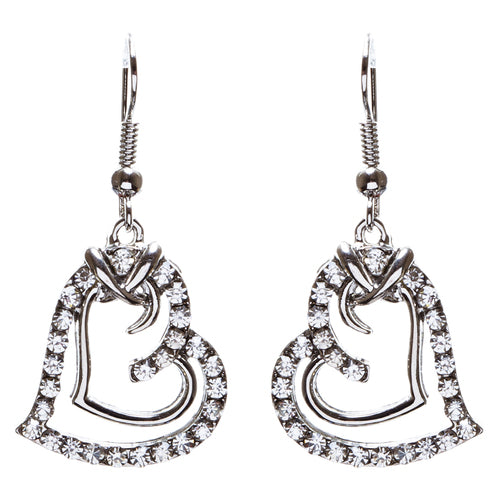 Charming Valentine Theme Fashion Crystal Rhinestone Heart Earrings E906 Silver