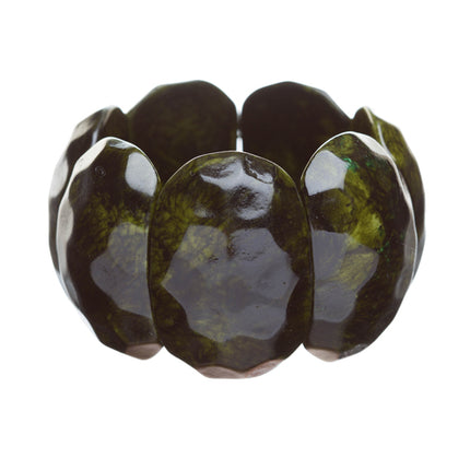 Simple Stylish Trendy Chic Wood Stretch Wide Fashion Bracelet Green
