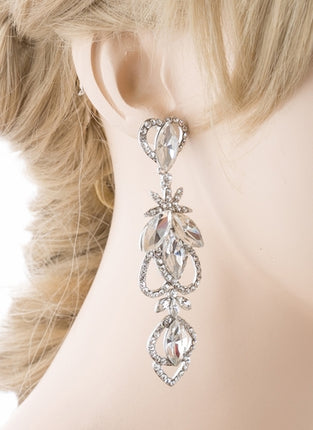 Bridal Wedding Jewelry Crystal Rhinestone Delicate Intricate Earrings E715 SLV - Accessoriesforever