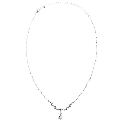Bridal Wedding Jewelry Set Crystal Rhinestone Simple Teardrop Necklace Silver - Accessoriesforever