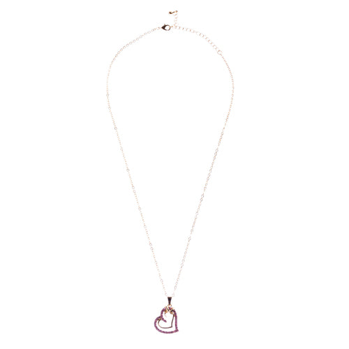 Valentines Jewelry Crystal Rhinestone Sparkling Hearts Necklace N92 Pink