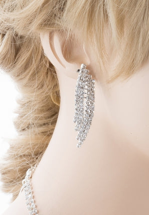 Bridal Wedding Jewelry Crystal Rhinestone Grand Bib Design Necklace J576 Silver - Accessoriesforever