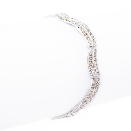Bridal Wedding Jewelry Crystal Rhinestone Simple Classic Light Swirl Bracelet SV