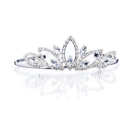 Bridal Wedding Jewelry Crystal Rhinestone Wide Sparkle Classic Hair Tiara Silver - Accessoriesforever