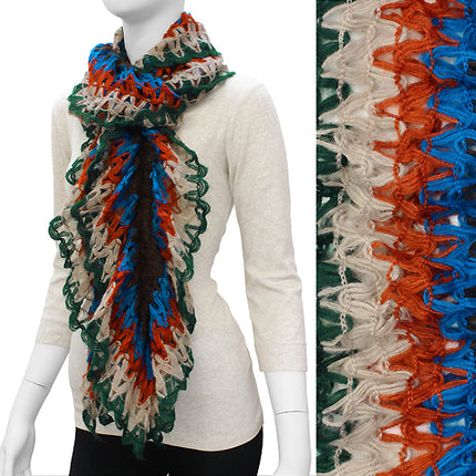 Gorgeous Unique Multi Color Ruffle Knit Fashion Scarf Green - Accessoriesforever